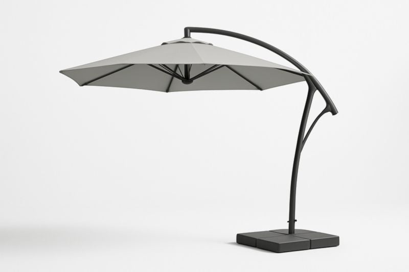 3m round cantilever parasol in grey polyester with aluminium frame