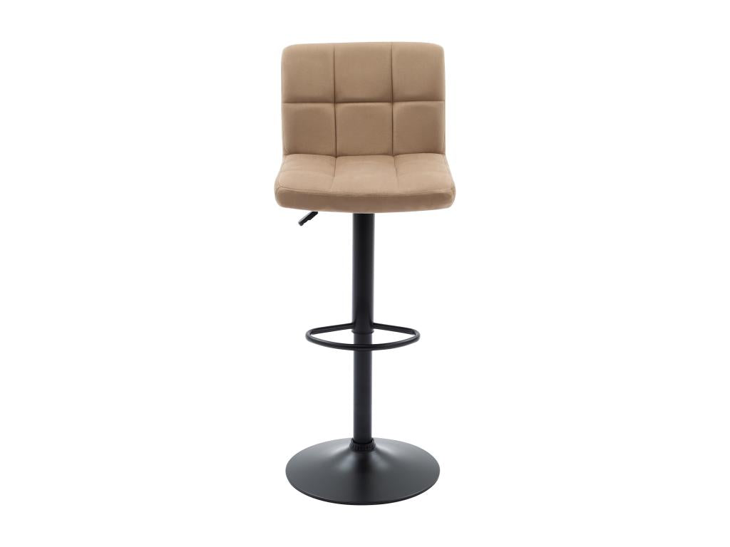 Set of 2 velvet and metal bar stools - Adjustable height - Beige - Decoessentielle