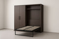 Wooden Murphy bed with integrated storage, 200x160x220 cm, Brown