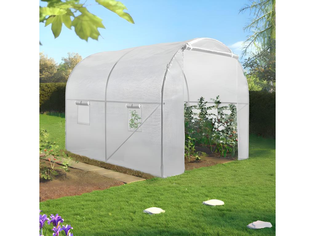White 6m² tunnel greenhouse for market gardening, suitable for all seasons (2x3m)