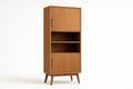 Brown wooden storage cabinet with doors and shelves, dimensions: 180 x 80 x 40 cm