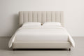 Beige Fabric Bed with Upholstered Headboard