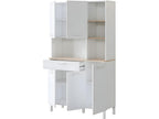 Kitchen sideboard with 5 doors and 1 drawer, Arctic white/Canadian oak finish - Height 186 cm x Length 108 cm x Depth 40 cm