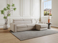 Reversible corner sofa bed in beige corduroy - Pariloa bed, 140 cm wide - 18 cm mattress - Pariloa