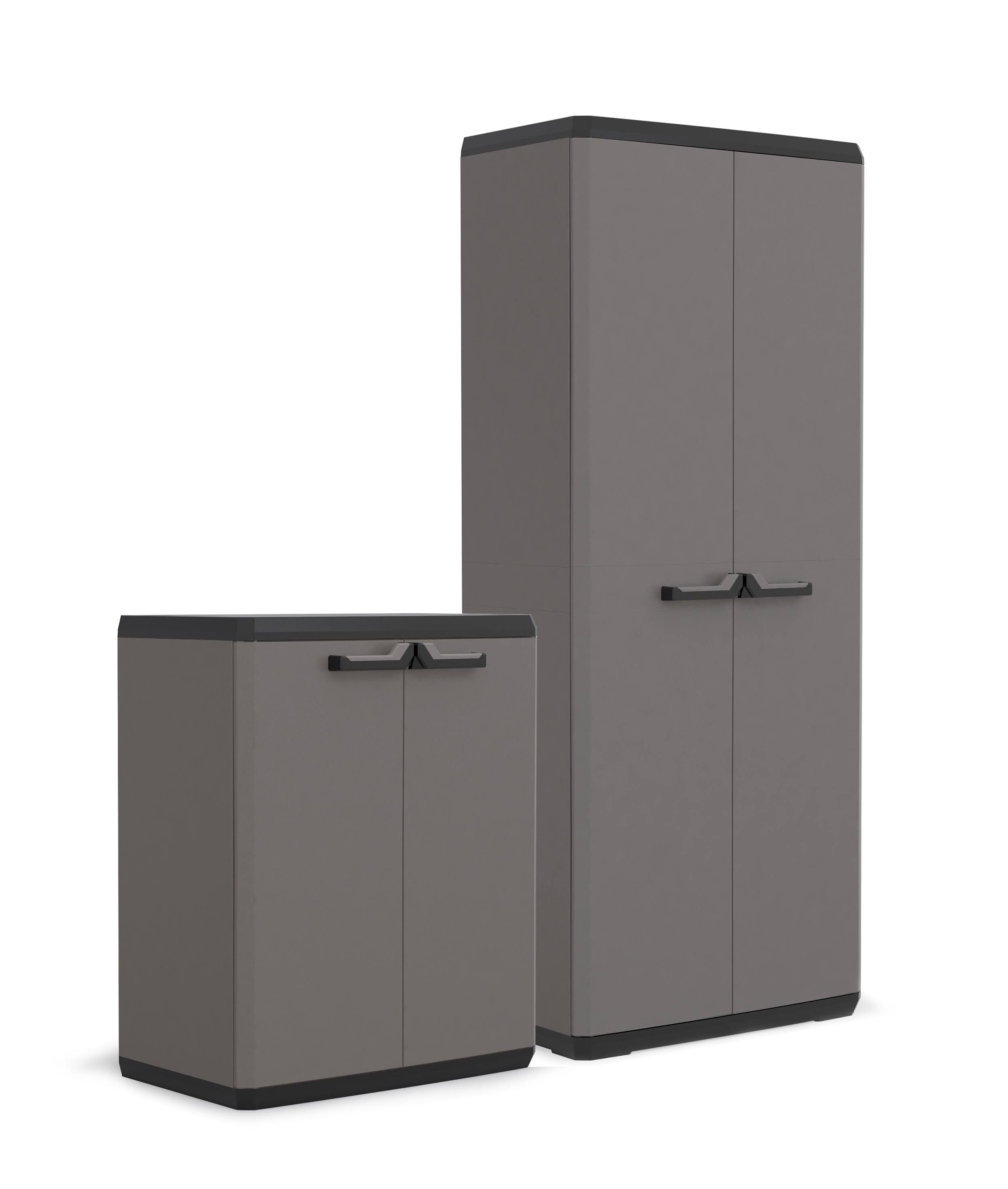 Keter Lote PIU armarios de resina alto (68x166x39cm) + base (68x83x39cm) color Gray