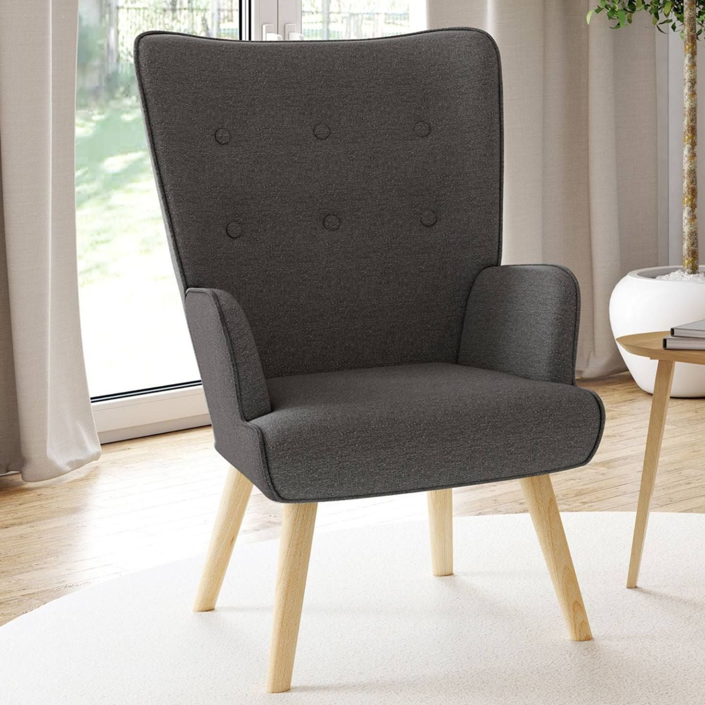 idmarket Ivar Scandinavian armchair in anthracite grey fabric