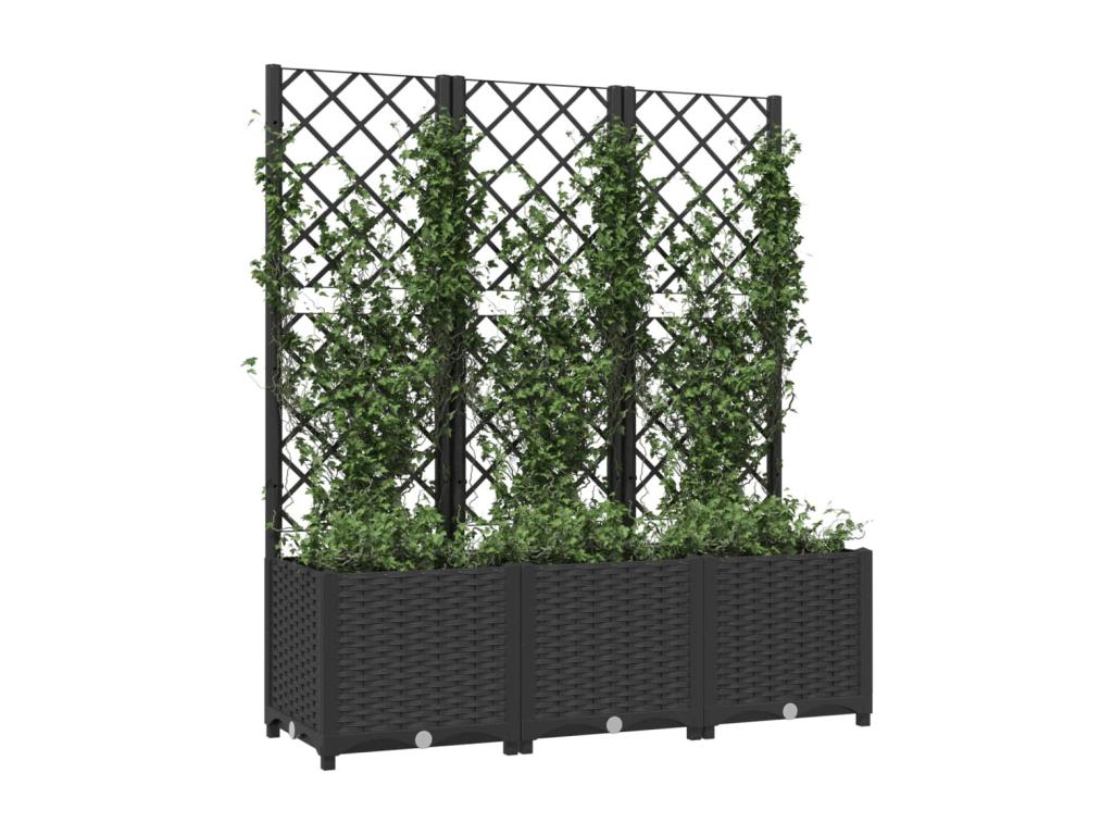 Planter with trellis, black, 120x40x136 cm, PP