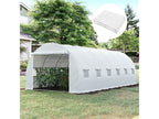 Replacement cover for 18 m² tunnel greenhouse, dimensions 6m x 3m x 2m, waterproof UV-resistant PE, 12 windows + zipped roll-up door, white