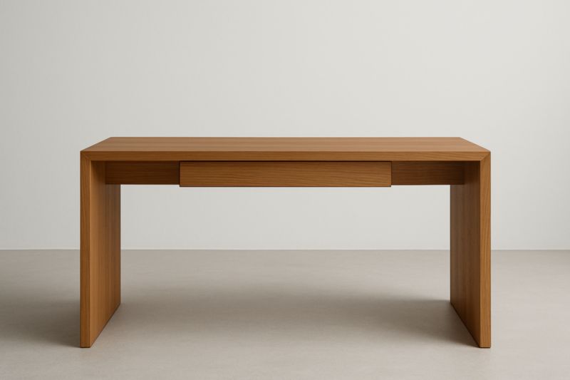 Oak wood desk with integrated drawer