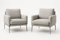Fabric Armchairs with Grey Metal Legs, Set of 2