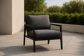 Anthracite aluminum and polyester fabric outdoor armchair