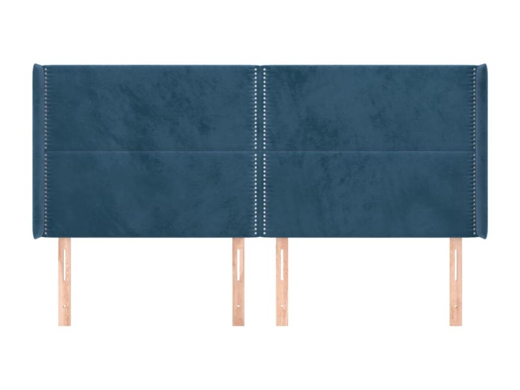 Headboard with wings, Dark Blue, 183x16x118/128 cm, Velvet