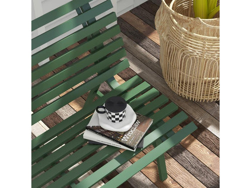 Homeepure 2-seater garden bench with slatted backrest, green