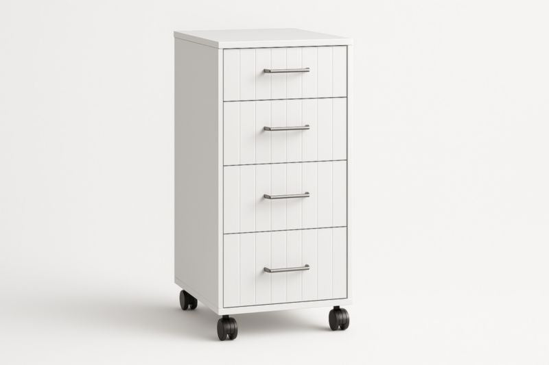 White particleboard drawer trolley, 40x70x35 cm