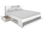 Bed with headboard, storage and drawers - 140x190 cm - White - Decochicmeu
