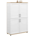 Vito 4-Door Highboard, 125cm High, White and Wood