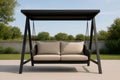 Garden swing in aluminum and synthetic rattan with beige cushions
