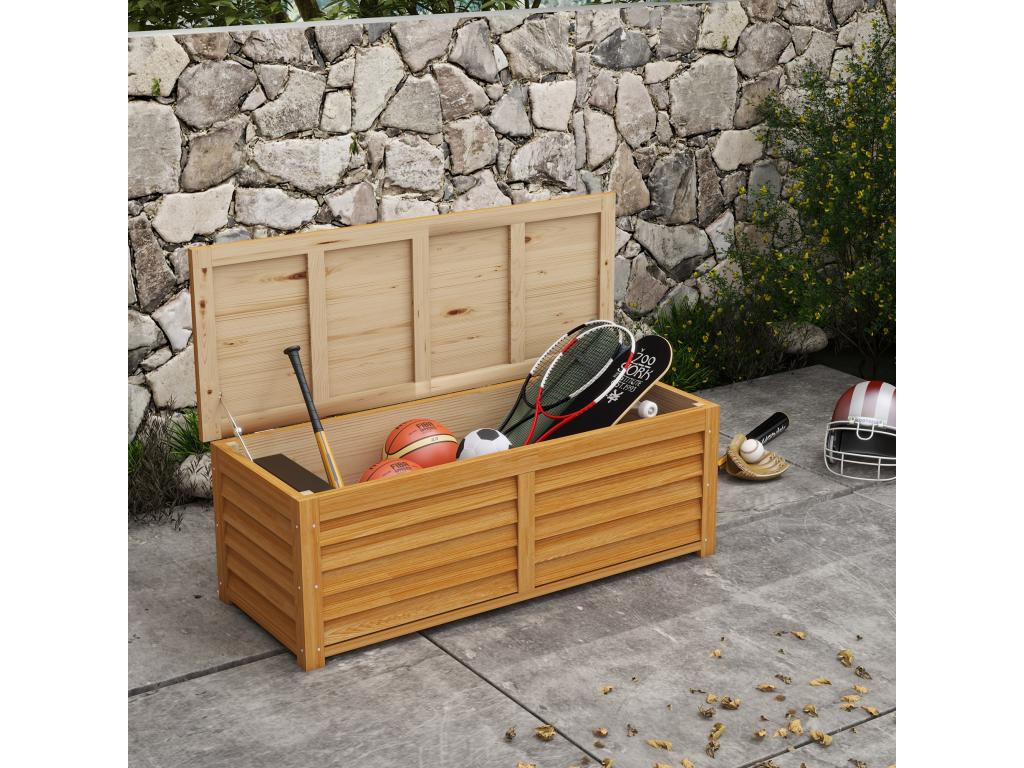 Outdoor storage box 176L - dimensions: 130L x 50W x 45H cm - handle - brown wood