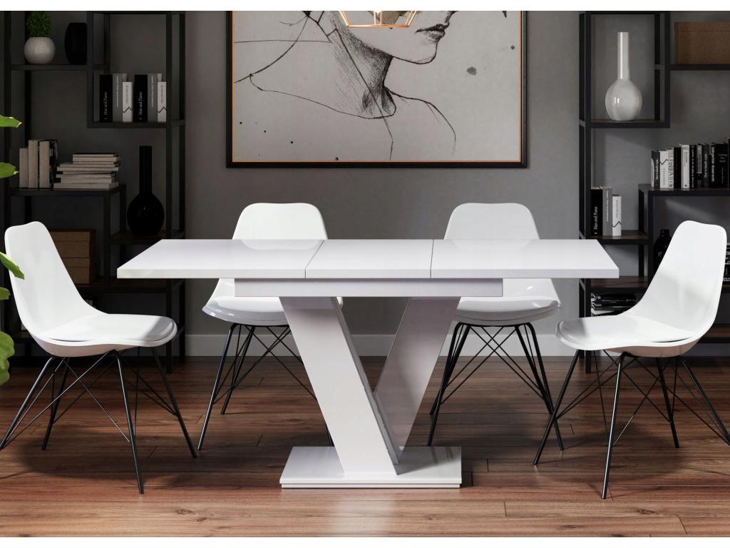 Extendable dining table - Practical furniture - White lacquer 120-160 cm