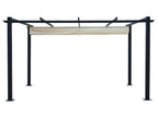 Mobiliazen/Aluminum Pergola 3x4m with Retractable Sliding Canopy - Grey/Ecru - OHIO XL