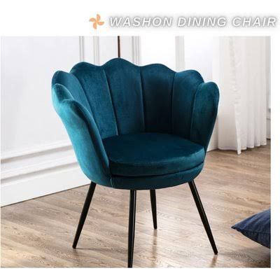 Shein 1Pc Washington Velvet Armchair Shell Chair with Gold Legs