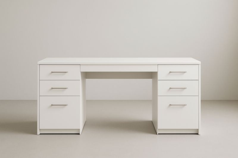MDF desk with 6 drawers, white
