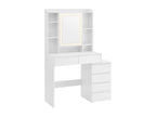 Dressing table with 6 drawers, 7 shelves and 1 white mirror - W97.5 cm
