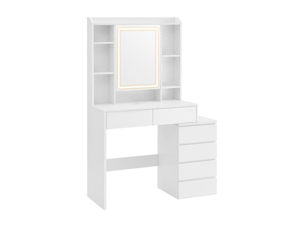 Dressing table with 6 drawers, 7 shelves and 1 white mirror - W97.5 cm