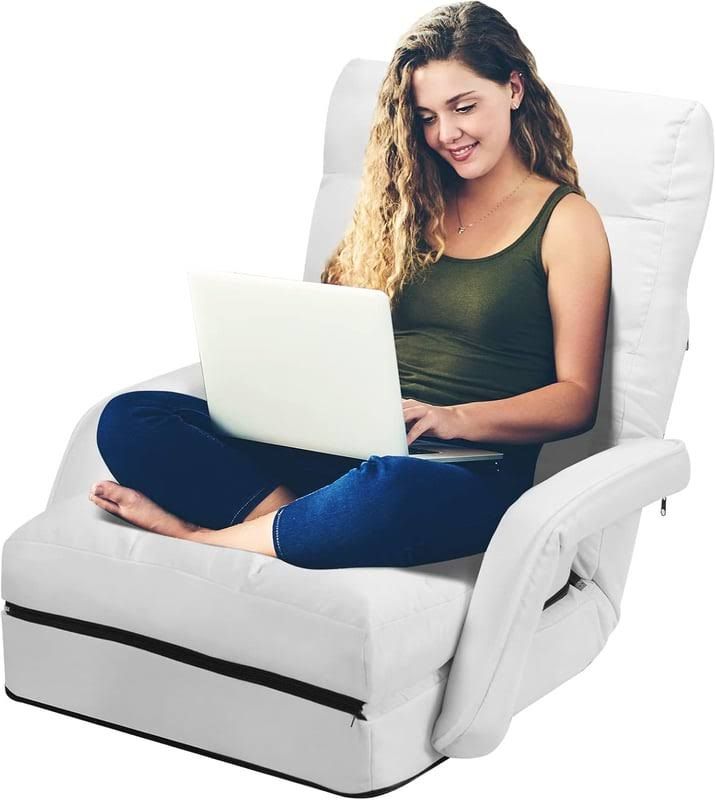 Costway Convertible Armchair, 1-Seater Convertible Armchair with Pillow