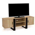 idmarket 140cm PHOENIX TV Stand with 2 Doors, Wood and Black