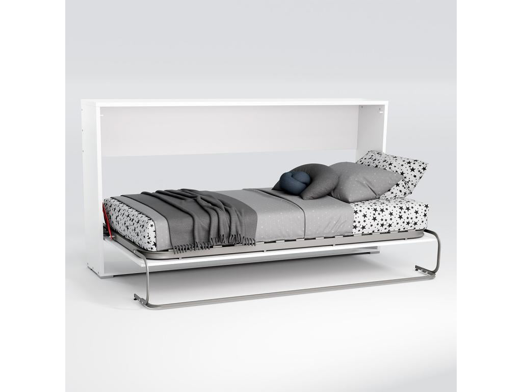 White fold-away guest bed - sleeping area 190 cm long x 90 cm wide