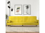 Sofa bed with yellow velvet cushions