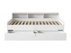 Children's bed 90x200 cm with 2 drawers and storage shelves, pine wood and white MDF