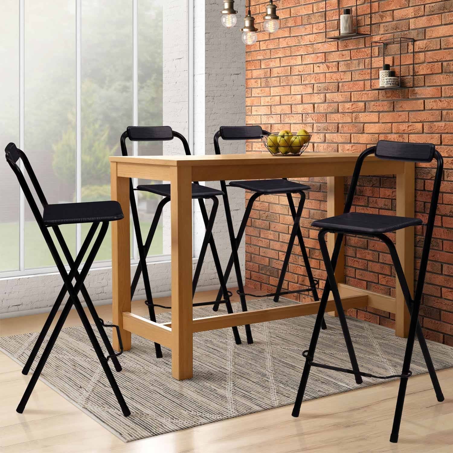 id market Set of 4 Delson Black Folding Bar Stools