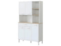 Kitchen sideboard with 5 doors and 1 drawer, Arctic white/Canadian oak finish - Height 186 cm x Length 108 cm x Depth 40 cm