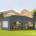 WOLTU Garden Gazebo, Folding Pergola, Marquee, 3x6m with 6 Side Panels, Adjustable Height, Waterproof, UV Protection, Grey 