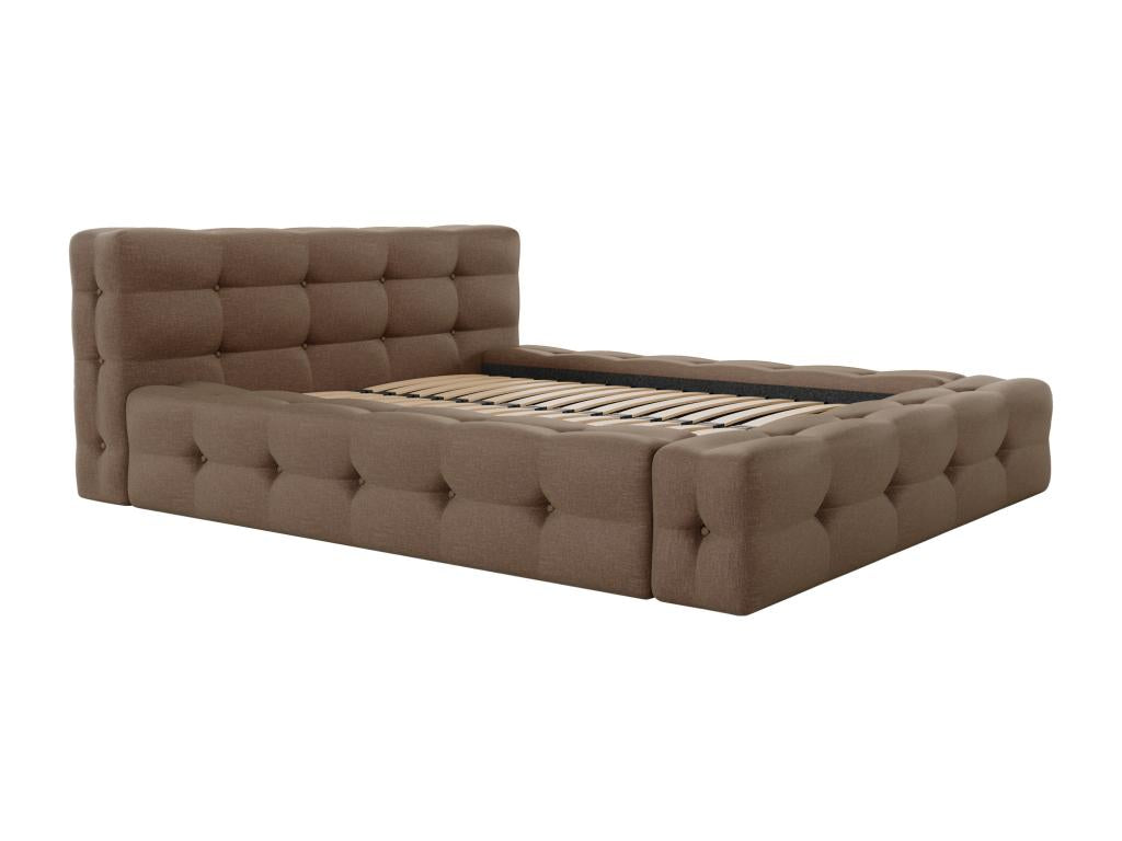 Upholstered storage bed 140 x 190 cm - Mottled fabric - Taupe - Decoauthentic by Decoauthentic 