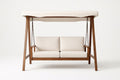 Wooden Garden Swing with Beige Polyester Cushions