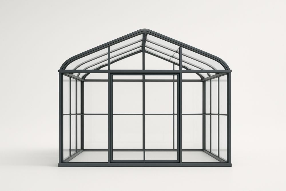 300x200x250cm Grey Aluminium and Tempered Glass Greenhouse