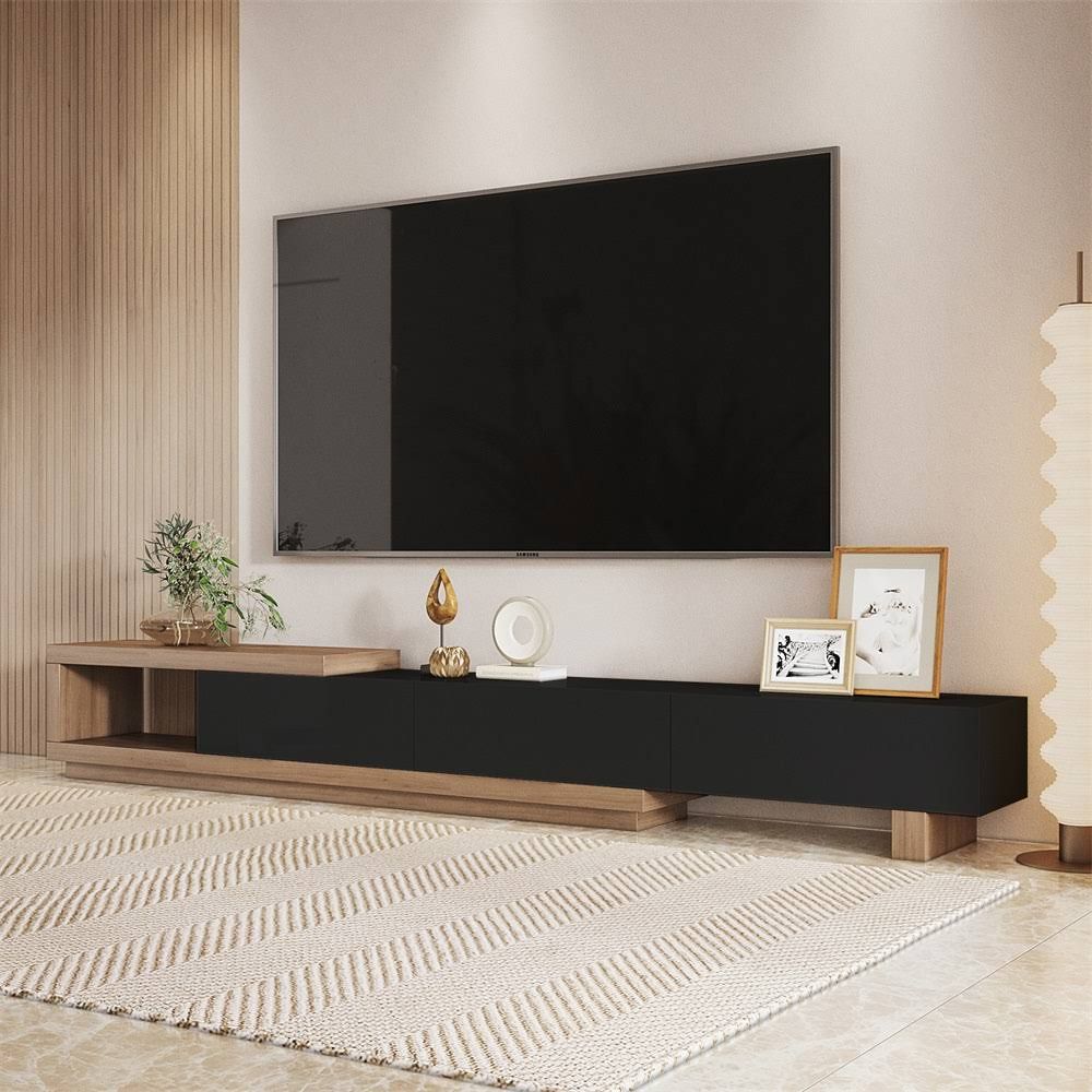 Quint minimalist TV shelf, extendable from 1790 mm to 250 mm