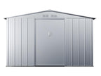 Grey galvanized steel metal garden shed, 9.92 m², Mobilierdoux