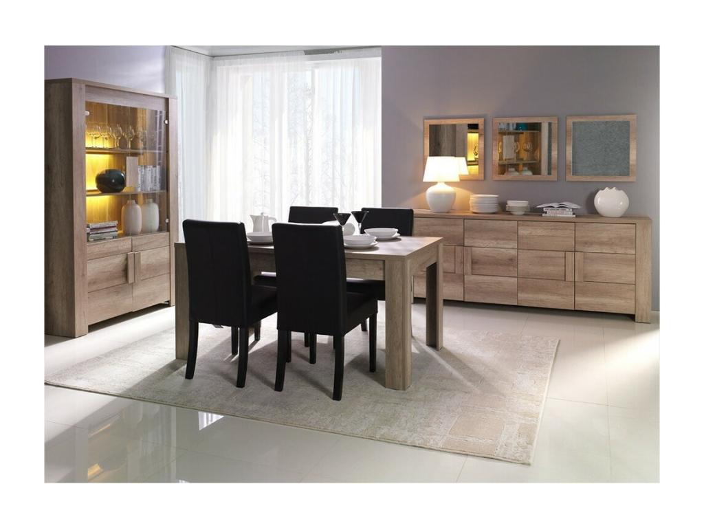 Large display cabinet with 2 glass doors and 2 wooden doors - Decoopale Collection - light oak