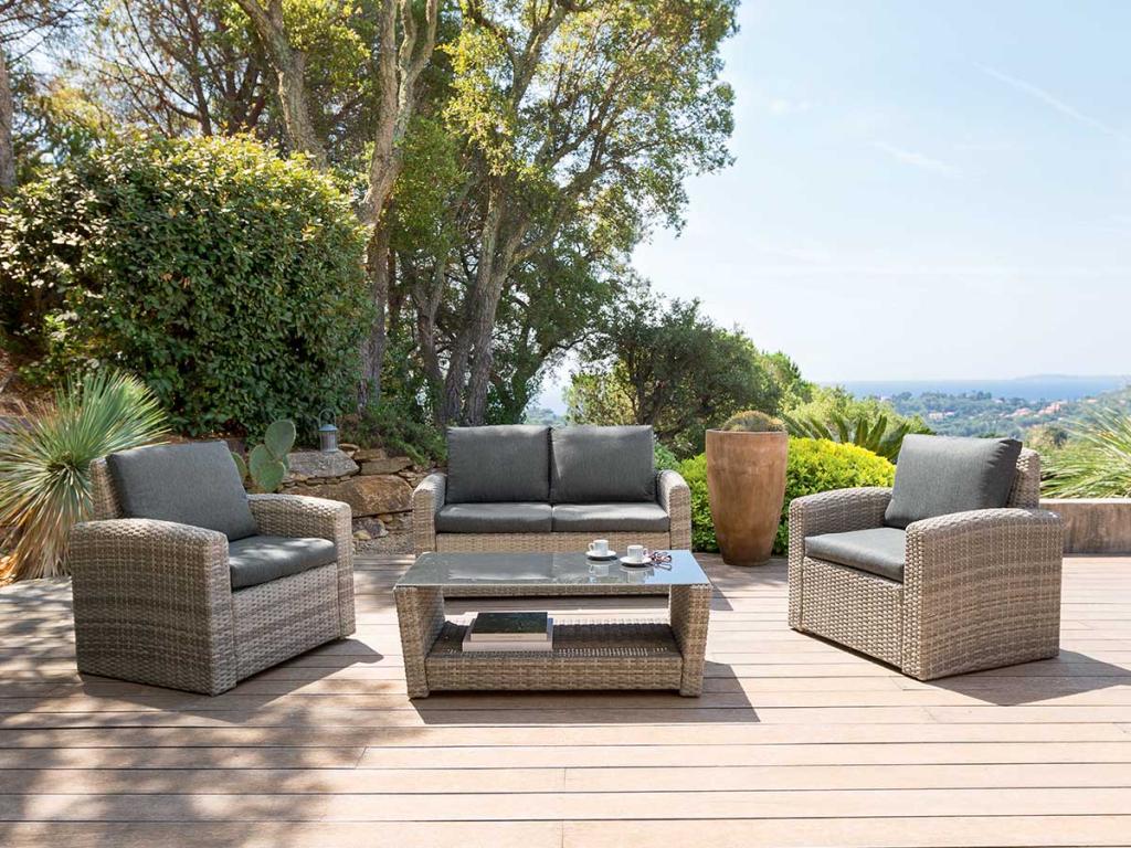 4-seater garden furniture set in woven resin by Mobiliercosy - Mobiliercosy