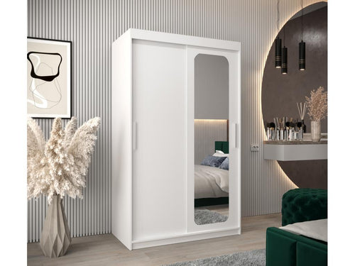 Cosy T2 Wardrobe with Sliding Doors 200/120/62 cm, 2 Doors (White/White)