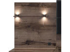 160x200 bed, bedside table with LED lighting and USB port included, Romane Wood
