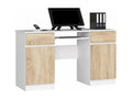 Cosy oak desk with 2 doors, 2 drawers, and 5 shelves, 135*50*77 cm