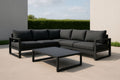 Aluminium Garden Furniture Set with Black Fabric Cushions