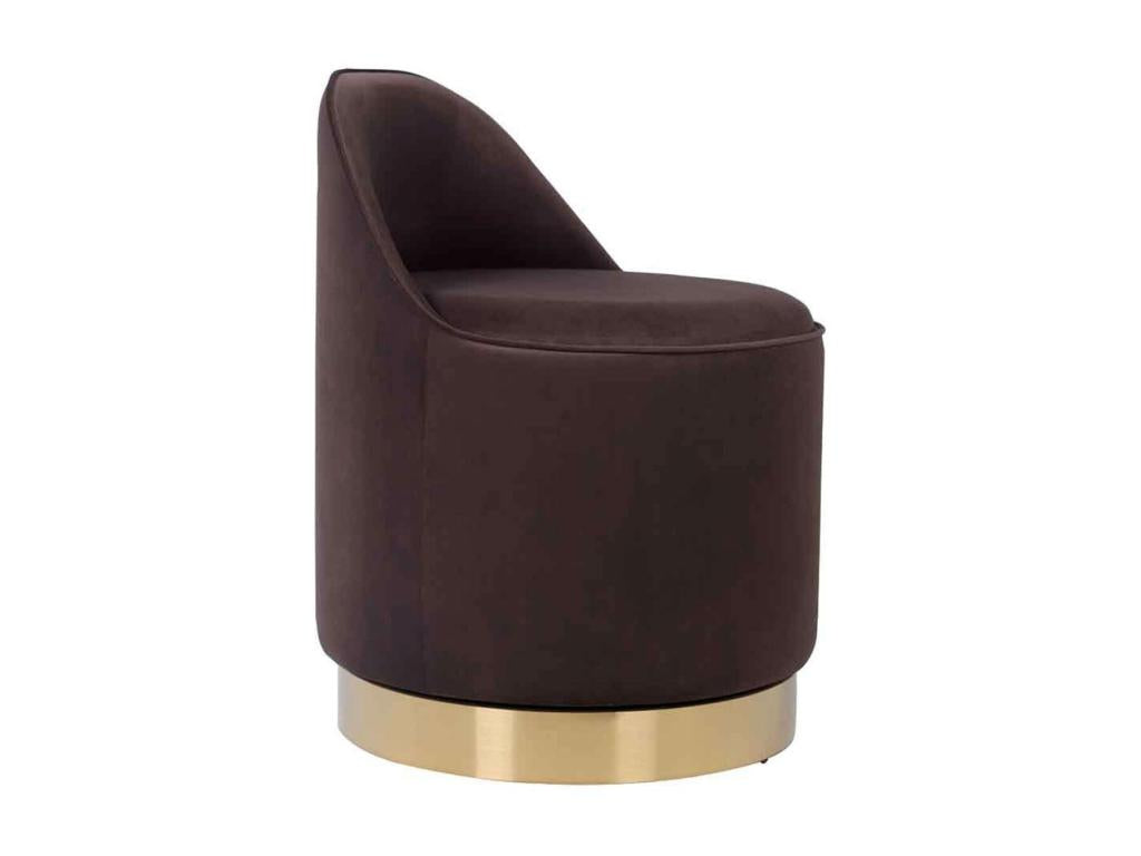 Swivel Velvet Stool Mobiliercosy 68cm Brown