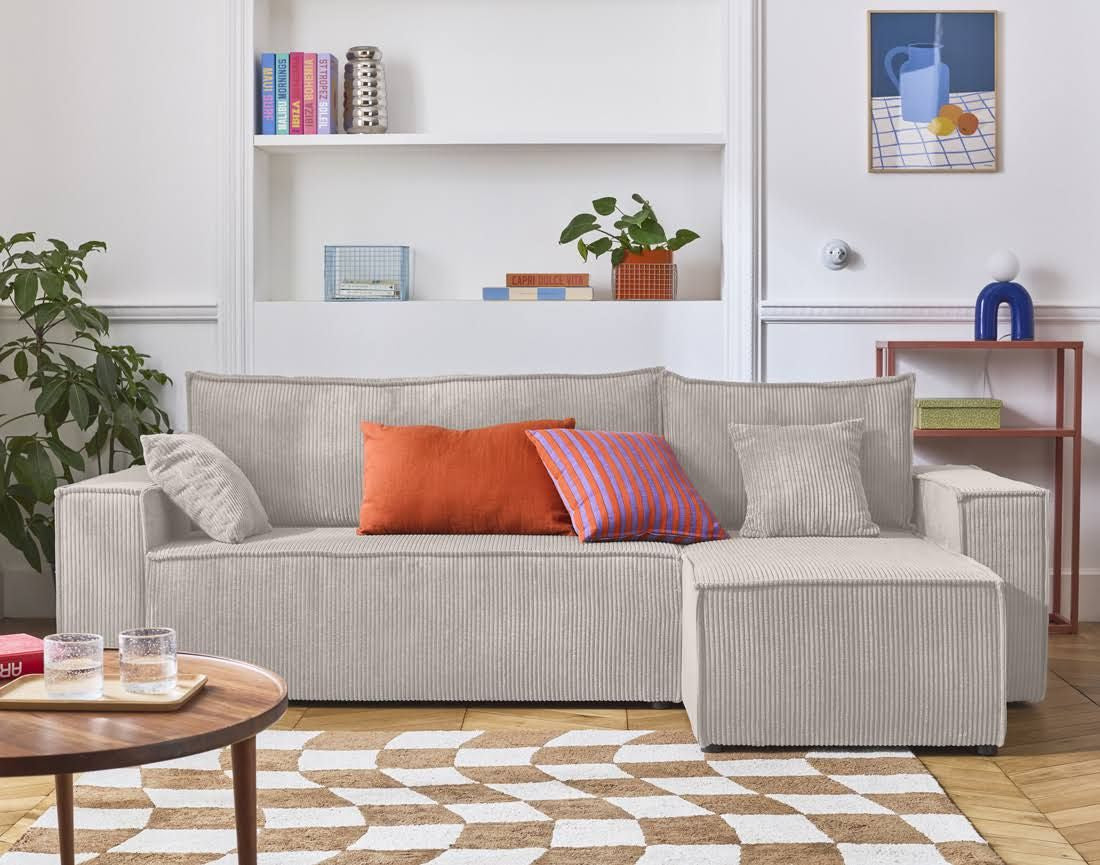 Sofa - Beige/Orange/Blue