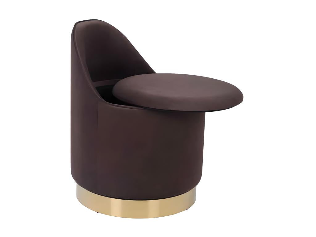 Swivel Velvet Stool Mobiliercosy 68cm Brown